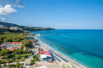 View of the coast and The Tyrrhenian Sea, Tropea, Calabria, Italy