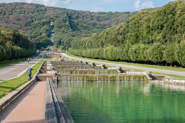 Fototapeta na wymiar View of the gardens of the Royal Palace of Caserta, Italy