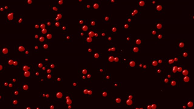This is a standard motion graphic that shows red drops moving towards each other, hitting, connecting and scattering.