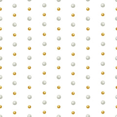 Watercolor seamless pattern with silver and gold balls. Hand painting on an isolated background. For designers, decoration, postcards, wrapping paper, scrapbooking, covers, invitations, posters and