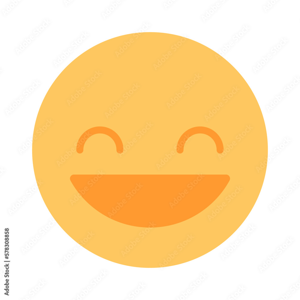 Poster shut eye smile emoticon semi flat color vector icon. happiness expression. editable full sized eleme