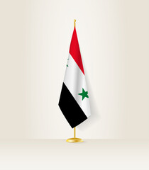 Syria flag on a flag stand.