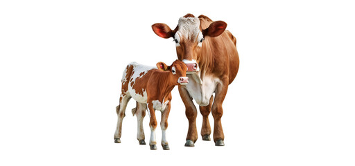 mother cow with calf , transparent background, png