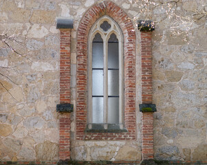 Fototapeta na wymiar Close-up photo of a window of St. Joseph Chappel, Novi Dvori complex in Zapresic, Croatia