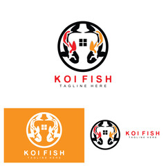 Koi Fish Logo Design, Chinese Lucky And Triumph Ornamental Fish Vector, Company Brand Gold Fish Icon