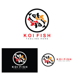 Koi Fish Logo Design, Chinese Lucky And Triumph Ornamental Fish Vector, Company Brand Gold Fish Icon