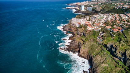 Foto op Canvas Fotos aéreas de la playa y sendero de la Rambla de Castro en Los Realejos, Tenerife. Dron. © Ruyman