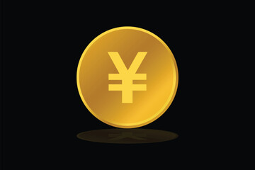 Vector gold coin yen japan currency money icon sign or symbol