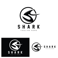 Shark Logo, Wild Fish Vector Illustration, Ocean Predator, Product Brand Design Icon