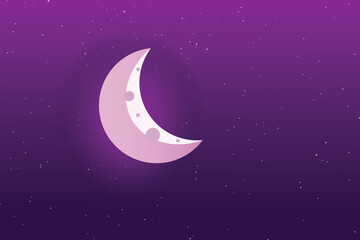 Plakat Crescent moon and stars on clear sky background