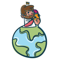 child with globe