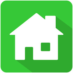 Home icon for app, ui, web. House flat long shadow icon.