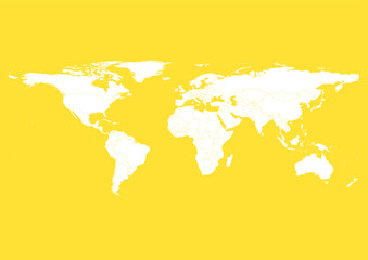 Vector world map - with Banana Yellow color borders on background in Banana Yellow color. Download now in eps format vector or jpg image.
