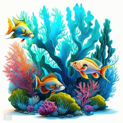 coral reef and fish Generative Ai