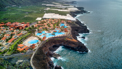 Fotos aéreas con dron del Hotel Teneguía Princess en Fuencaliente, La Palma. Canarias.