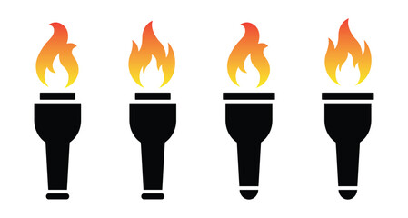 Torch fire icon. Burning torch icon, vector illustration