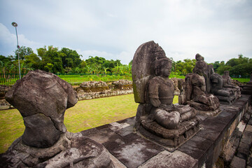 Statues in the Plaosan temple complex, Candi Plaosan, is one of the Buddhist temples located in...