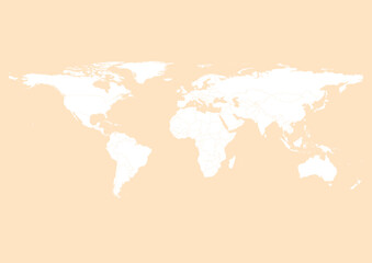 Vector world map - with Bisque color borders on background in Bisque color. Download now in eps format vector or jpg image.
