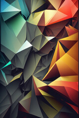 Vertical abstract colorful background, polygons. AI generative.