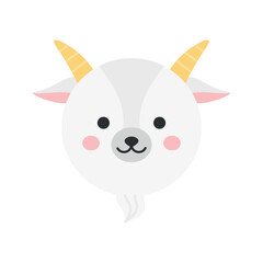 Capricorn vector illustration. Cute zodiac sign round icon. Ibex wild goat animal symbol. Isolated.