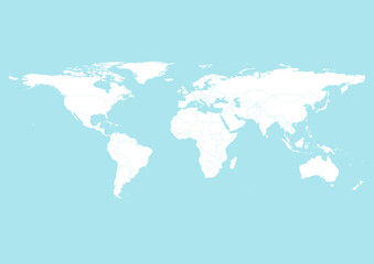 Fototapeta na wymiar Vector world map - with Blizzard Blue color borders on background in Blizzard Blue color. Download now in eps format vector or jpg image.