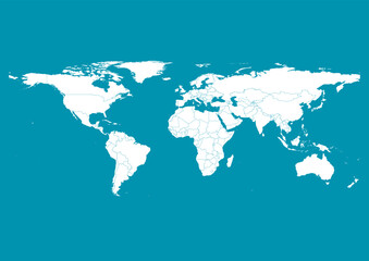 Vector world map - with Blue (Munsell) color borders on background in Blue (Munsell) color. Download now in eps format vector or jpg image.