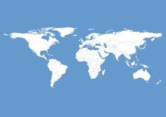 Fototapeta na wymiar Vector world map - with Blue Gray color borders on background in Blue Gray color. Download now in eps format vector or jpg image.