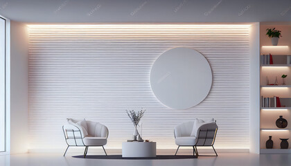 AI Generated image of a Photo modern white living room interior 3d render