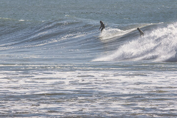 giant winter waves on surfers point in Ventura California