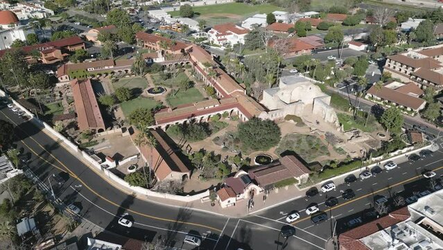 Drone Right Pan Over Mission San Juan Capistrano