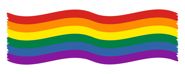 Wide Waving Pride flag. Rainbow LGBT symbol icon. Flat vector illustration