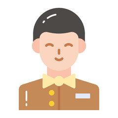 Well design icon of waiter, professional worker avatar