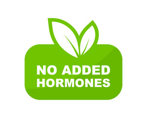 No Added Hormones label. Hormone free icon. Natural, organic, certificated product sign. Healthy food. Vector illustration.