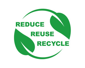 Recycle, reuse and reduce - label. Zero waste symbol. Reuse cycle. Recycling symbol. Environmental protection sign. Ecological symbol.