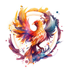 Obraz premium Mystical mythical character Phoenix, phoenix bird on a transparent background, phoenix logo, generative ai,