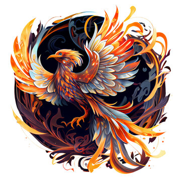 Mystical mythical character Phoenix, phoenix bird on a transparent background, phoenix logo, generative ai,