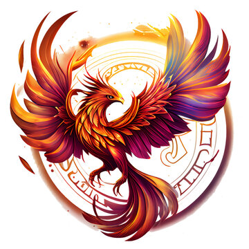 Mystical mythical character Phoenix, phoenix bird on a transparent background, phoenix logo, generative ai,