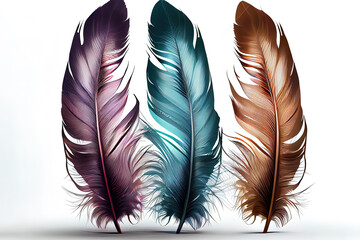 Vertical shot of different feathers. Generative Ai