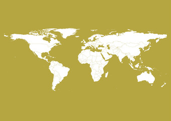 Vector world map - with Brass color borders on background in Brass color. Download now in eps format vector or jpg image.