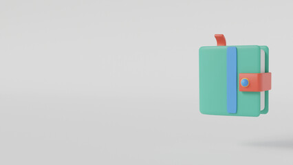 Minimal background for online education concept. Book on white background. 3d rendering illustration.