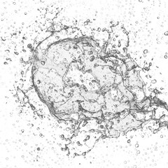 White Water Splash Object on Transparent Background.