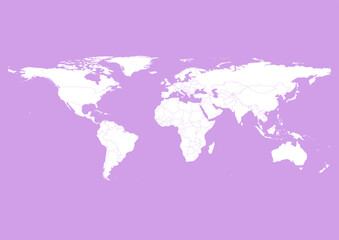 Fototapeta na wymiar Vector world map - with Bright Ube color borders on background in Bright Ube color. Download now in eps format vector or jpg image.