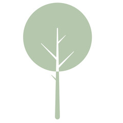 Flat Tree Green Environment Nature Monotone Collection Set