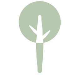 Flat Tree Green Environment Nature Monotone Collection Set