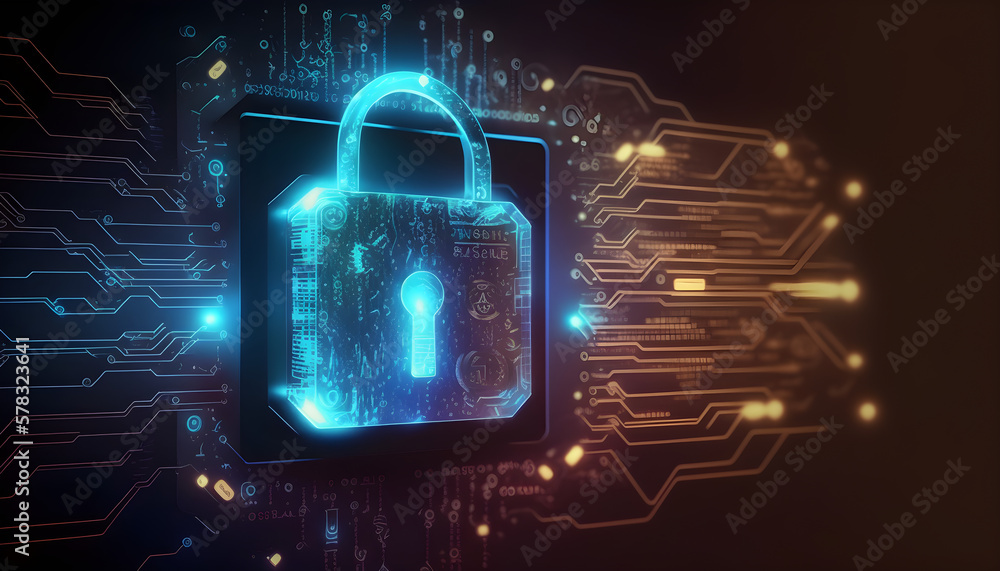 Poster cyber security, privacy and data storage protection. document management system with password and en