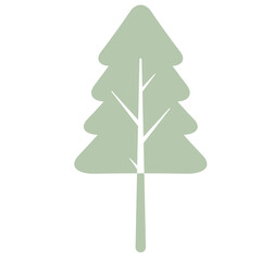 Flat Tree Green Environment Nature Monotone Collection Set