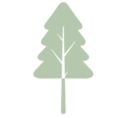 Flat Tree Green Environment Nature Monotone Collection Set