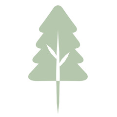 Flat Tree Green Environment Nature Monotone Collection Set