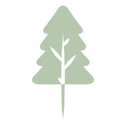 Flat Tree Green Environment Nature Monotone Collection Set