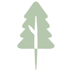 Flat Tree Green Environment Nature Monotone Collection Set